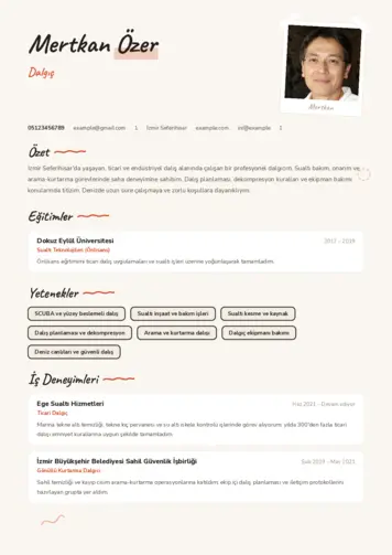 Dalgıç CV Örnekleri cv indir